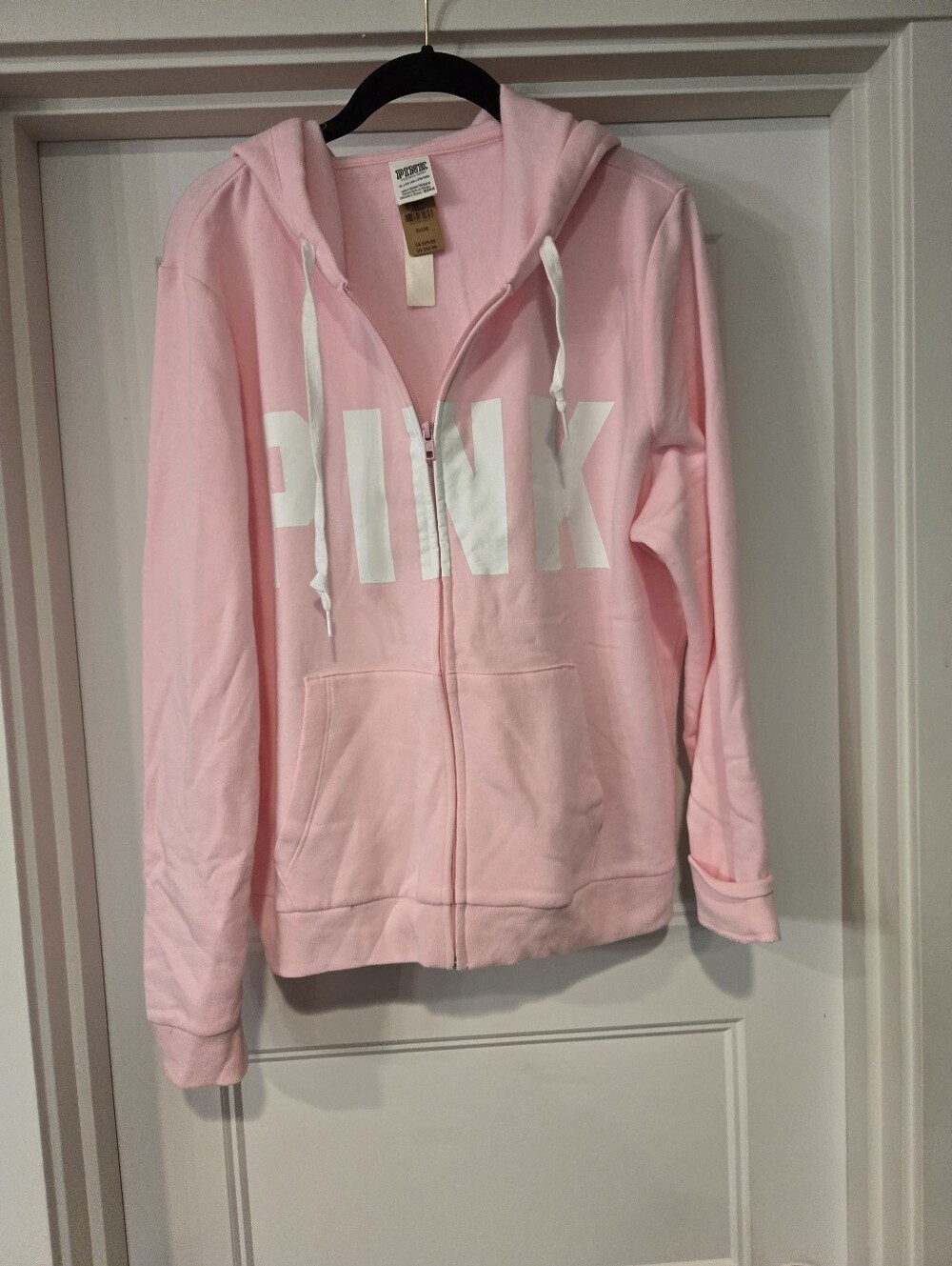 NWT! PINK Light Pink Zip-Up Hoodie. Size XL